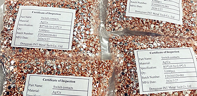 সিলভার পরিচিতি AgCu Bimetal rivets জন্য স্থিতিশীল বিতরণ